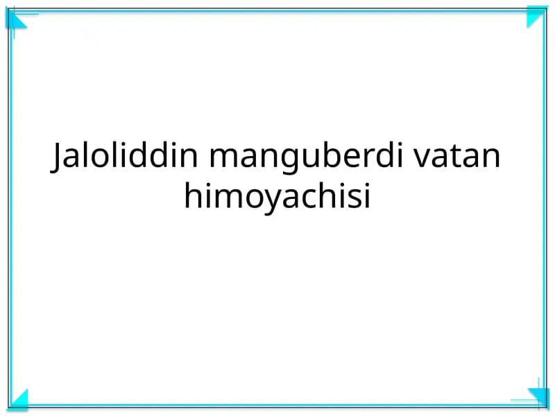 Jaloliddin Manguberdi Vatan Himoyachisi