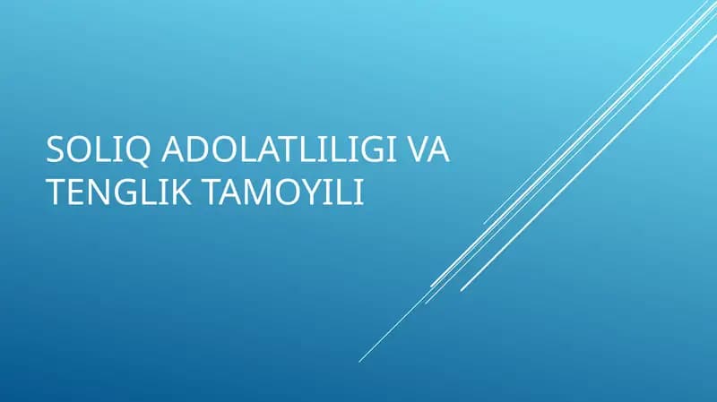 Soliq adolatliligi va tenglik tamoyili