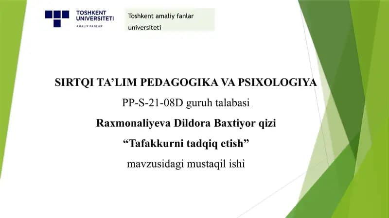 Tafakkurni tadqiq etish