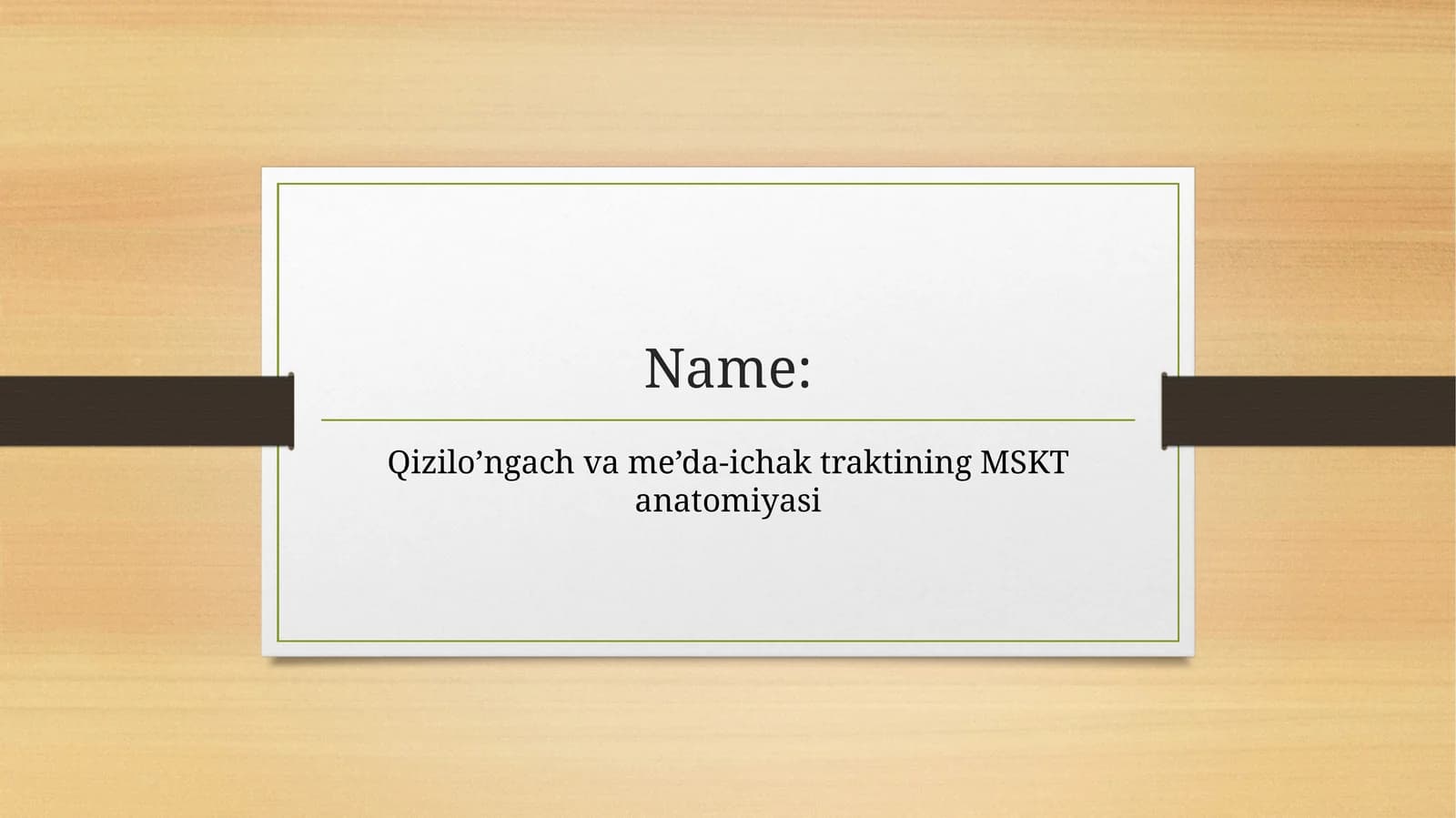 Qizilo’ngach vame’da-ichaktraktining MSK Tanatomiyasi