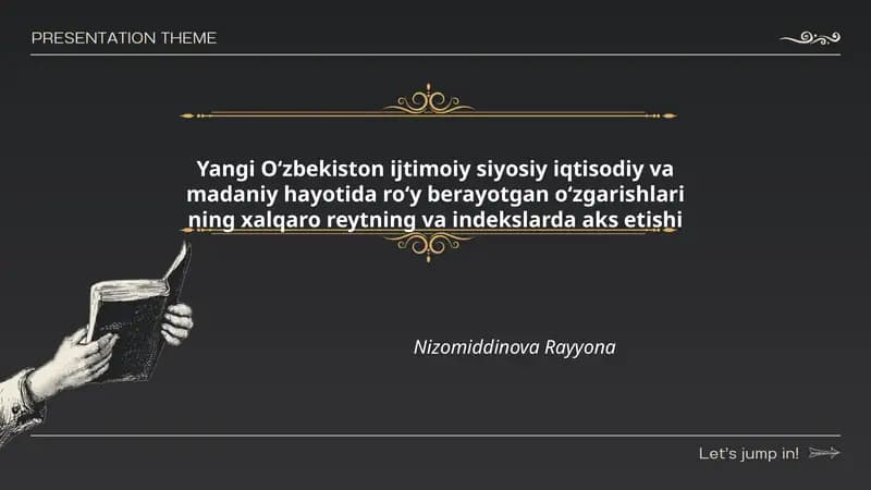 Yangi Oʻzbekiston ijtimoiy siyosiy iqtisodiy va madaniy hayotida roʻy berayotgan oʻzgarishlari