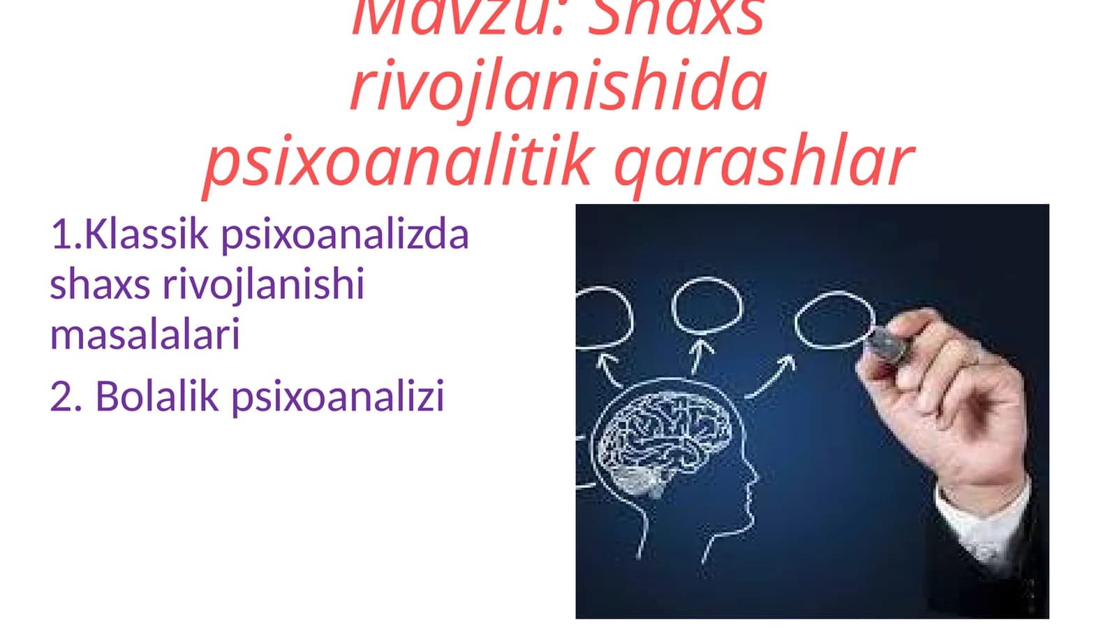 Shaxs rivojlanishida psixoanalitik qarashlar