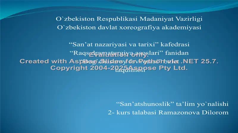 "Bog`chasaroy favvorasi" balet taqdimoti