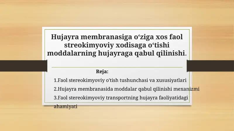 Faol stereokimyoviy transport