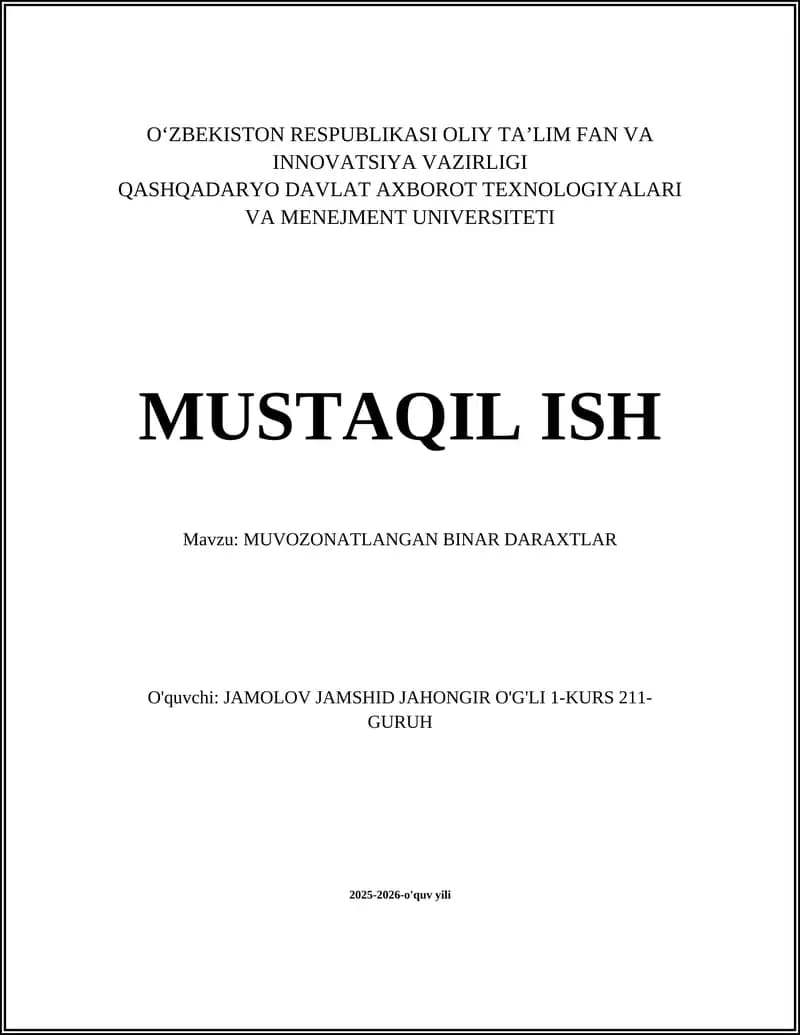 MUVOZONATLANGAN BINAR DARAXTLAR