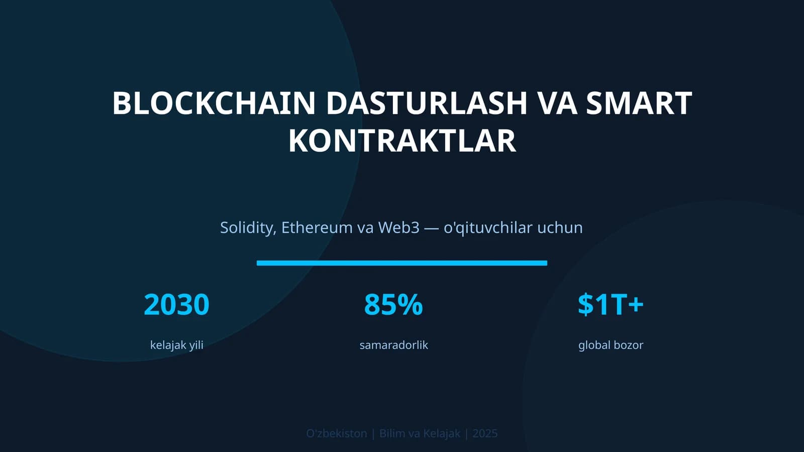 Blockchain dasturlash va smart kontraktlar