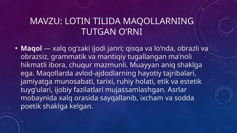 Lotin tili damaqollarning tutgan o’rni