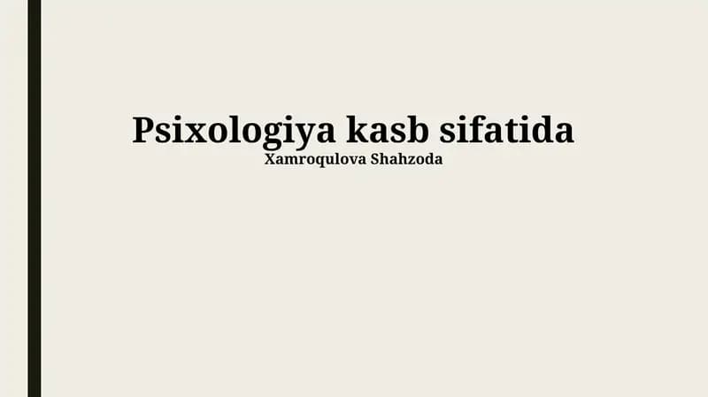Psixologiya kasb sifatida