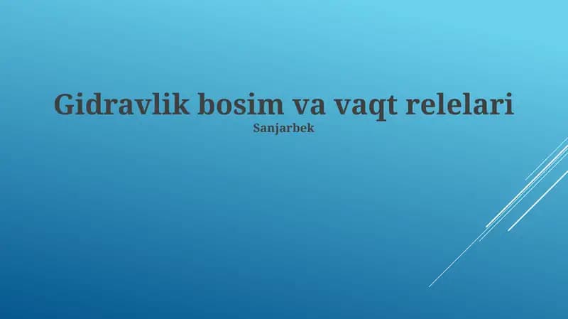 Gidravlik bosim va vaqt relelari
