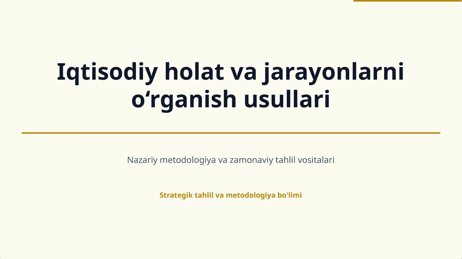 Iqtisodiy holat va jarayonlarni o'rganish usullari