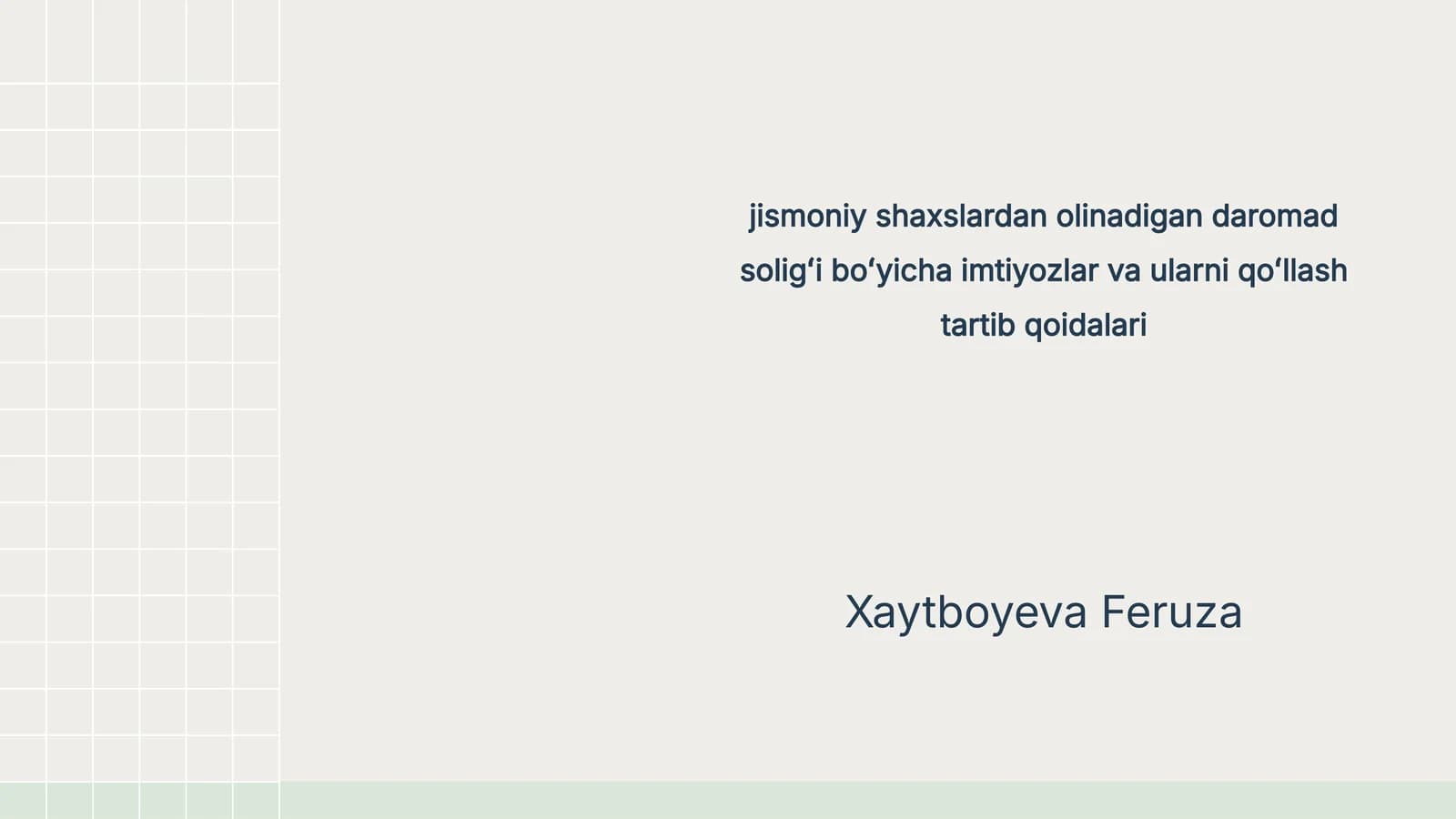 Soliq Imtiyozlari Asoslari