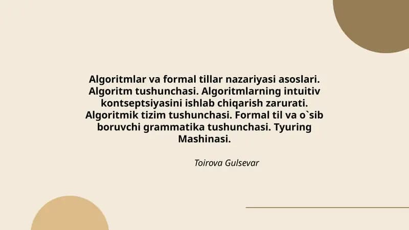 Algoritmlar va formal tillar nazariyasi asoslari