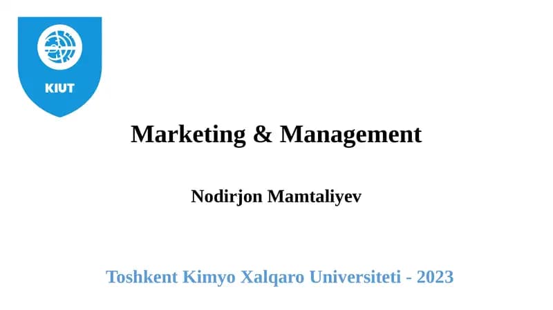 Marketing & Management