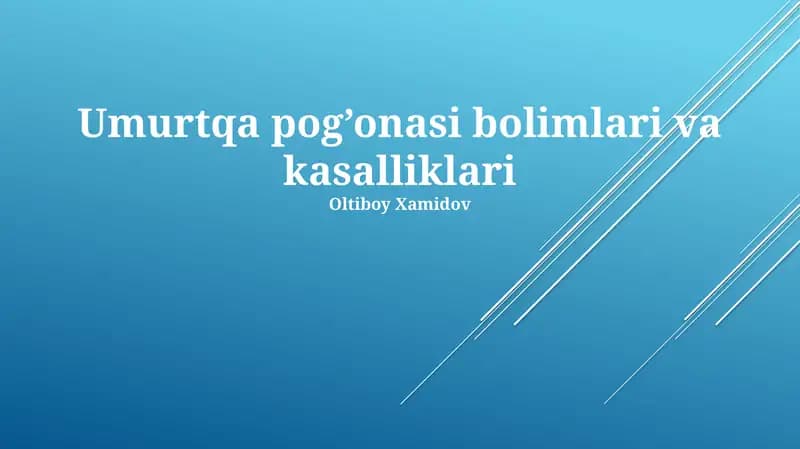 Umurtqa pog'onasi bolimlari va kasalliklari