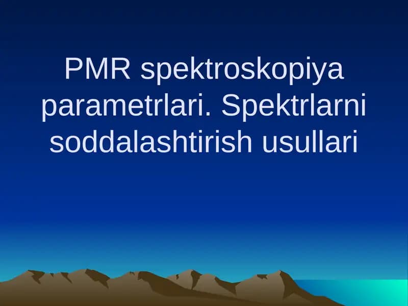 PMR spektroskopiya parametrlari