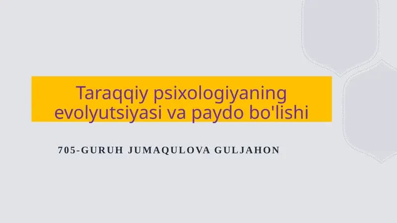 Rivojlanish psixologiyasi