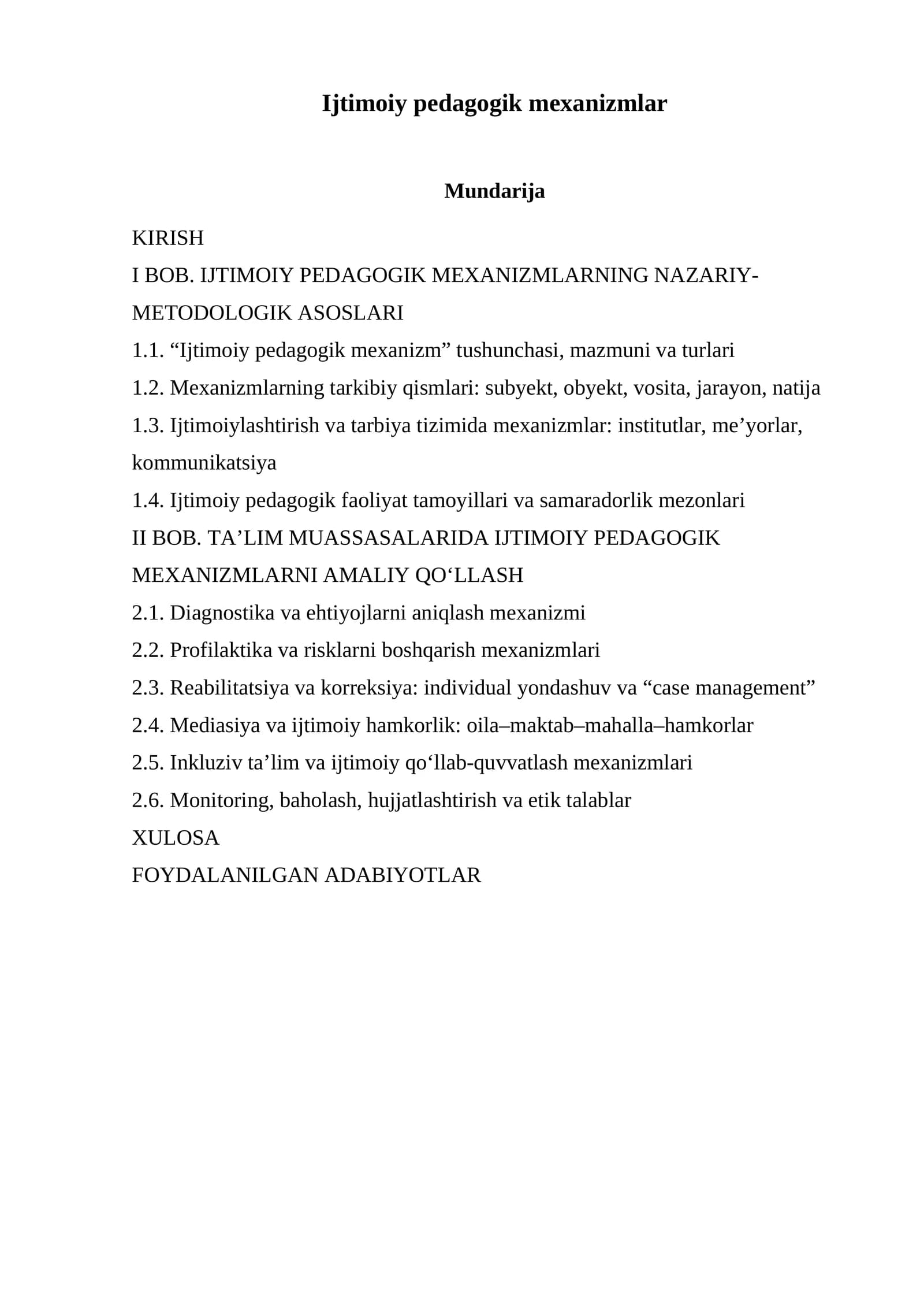 Ijtimoiy pedagogik mexanizmlar