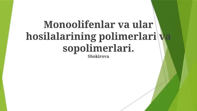 Monoolefin Polimerlanish Mexanizmlari