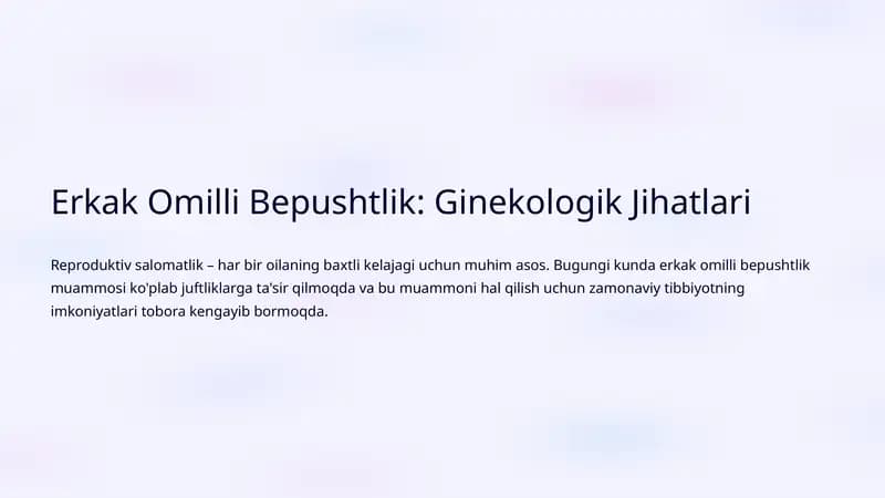 Erkak Omilli Bepushtlik: Ginekologik Jihatlari