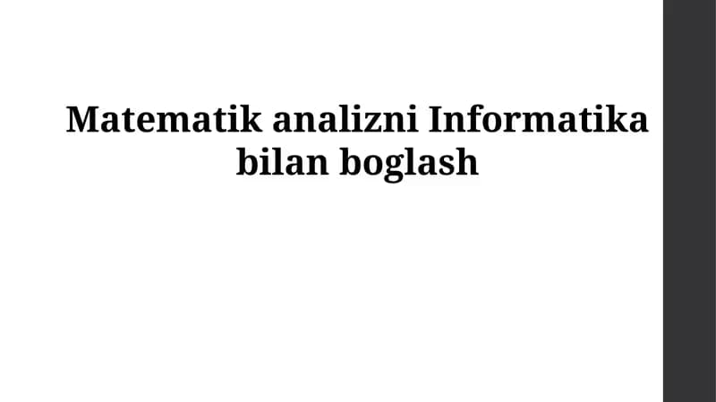 Matematik Analizni Informatika bilan boglash