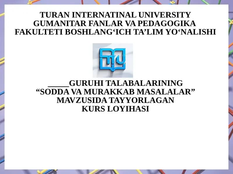 Soddavamurakkabmasalalar