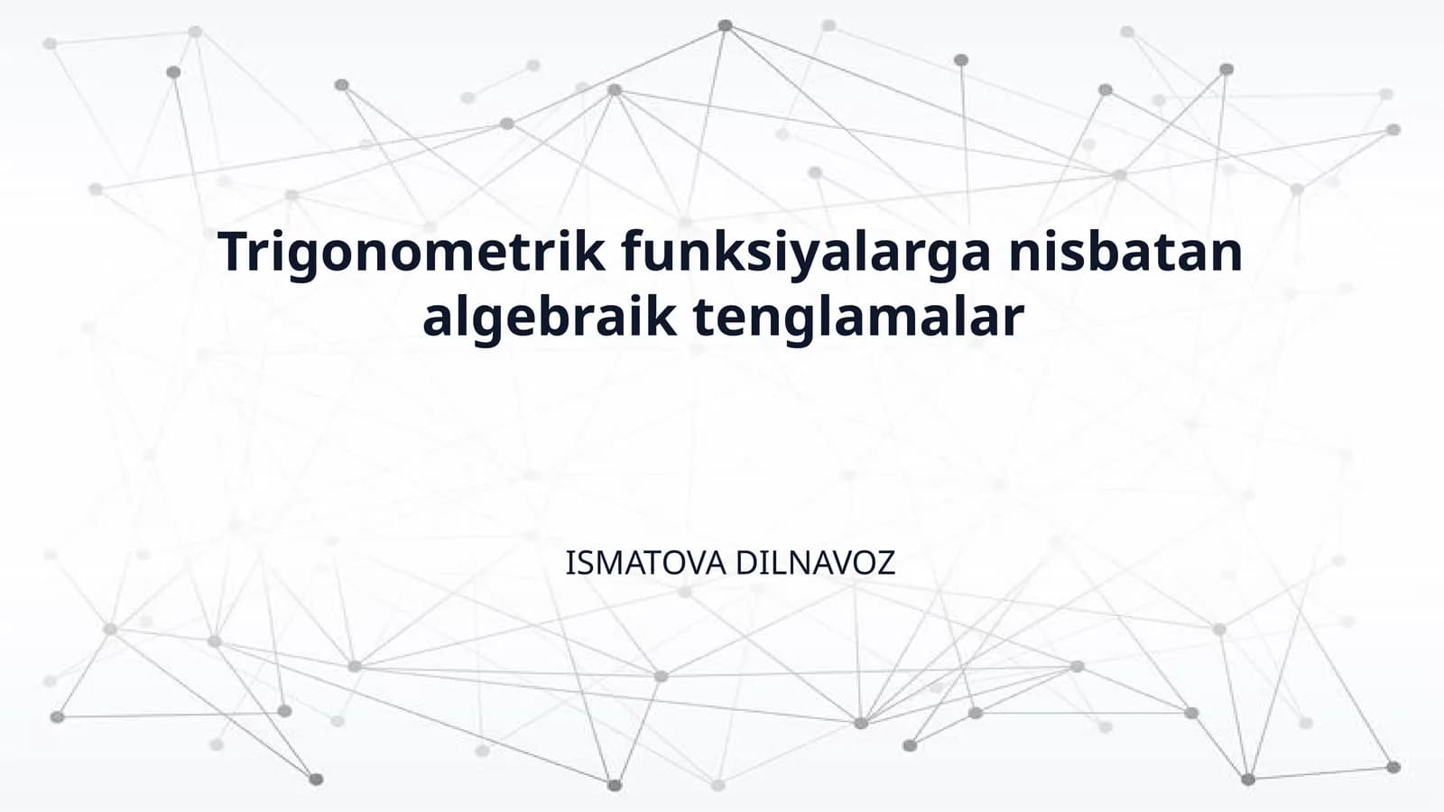 Trigonometrik funksiyalarga nisbatan algebraik tenglamalar