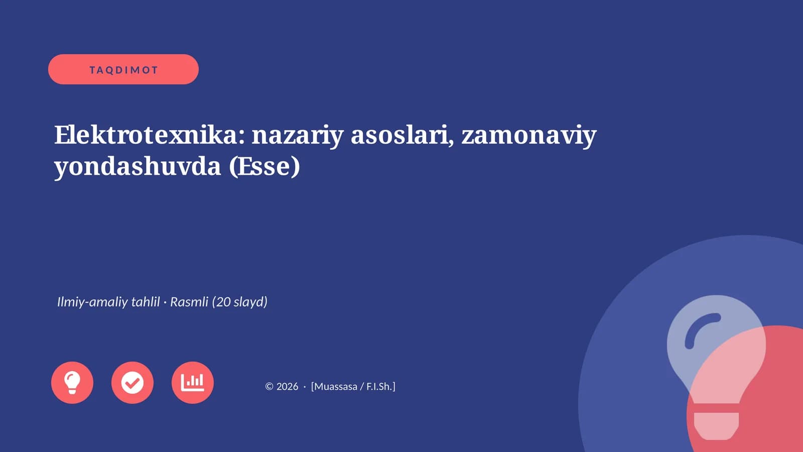 Elektrotexnika: nazariy asoslari, zamonaviy yondashuvda (Esse)