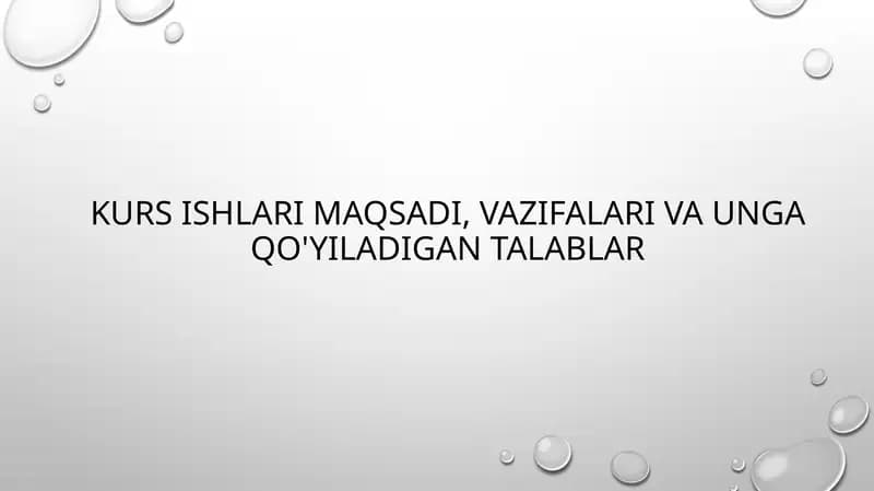 Kurs ishiga qo’yiladigan talablar