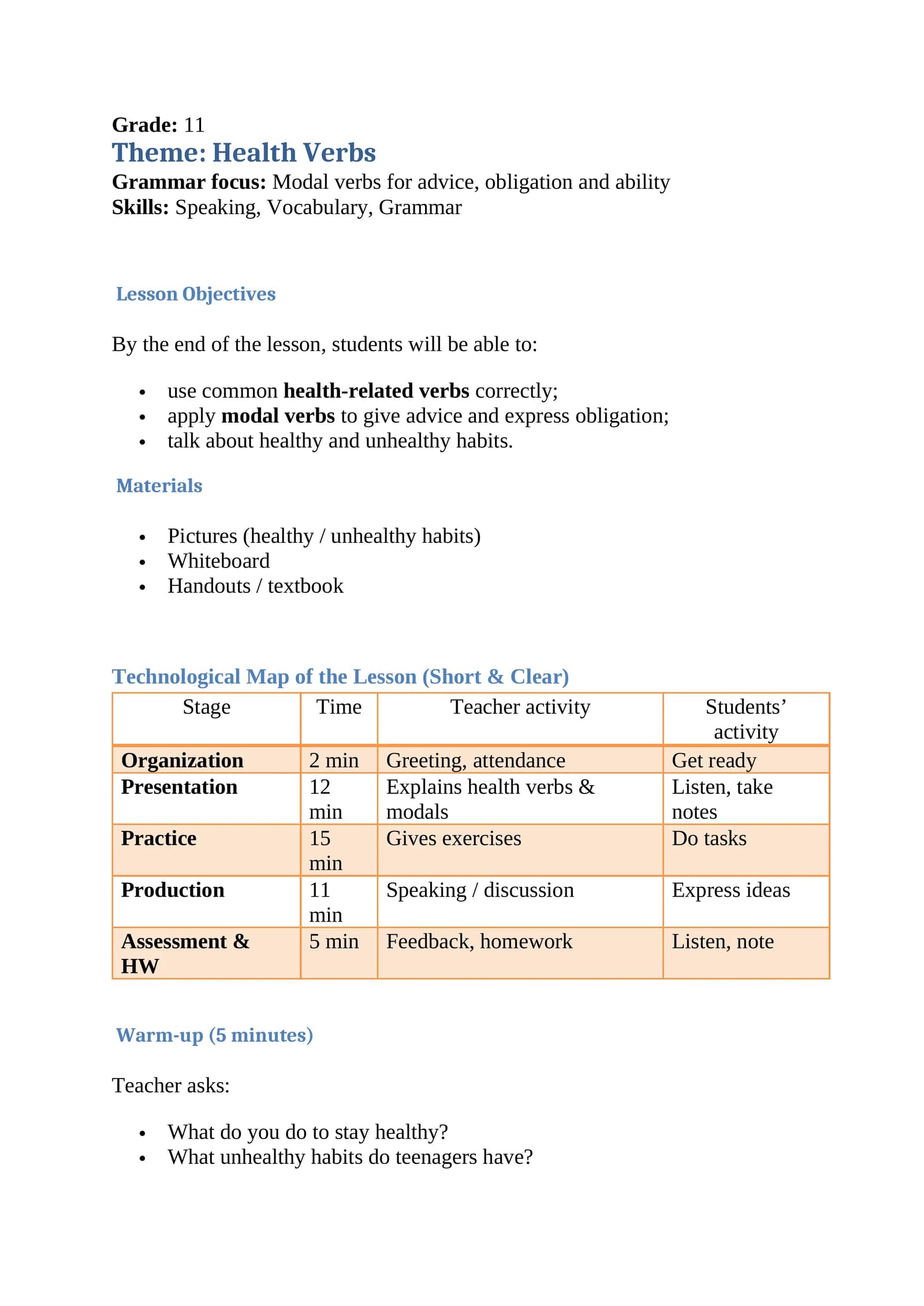 Health Verbs
