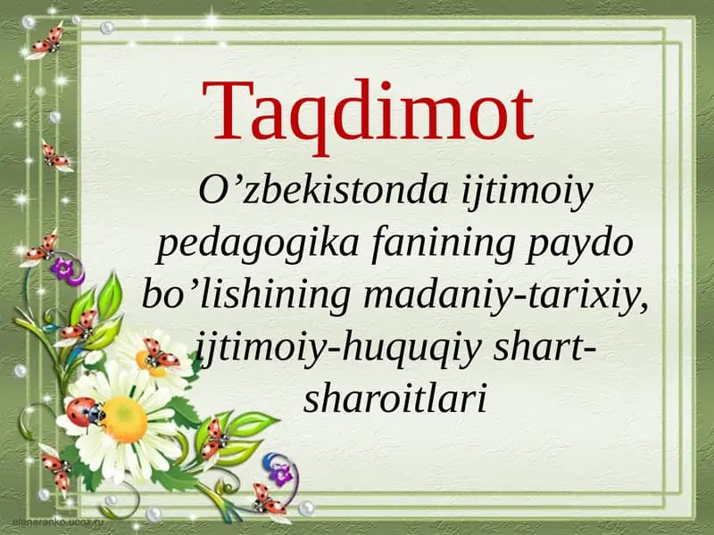 O’zbekiston ijtimoiy pedagogikasi
