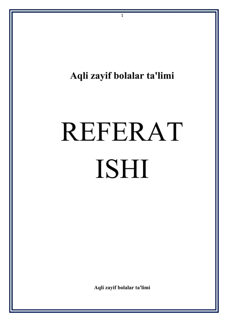 Aqli zayif bolalar ta'limi