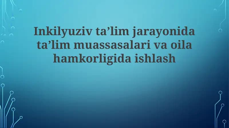 Inklusiv ta'lim jarayoni
