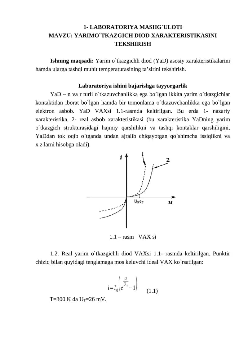 Yarimo`tkazgich Diod