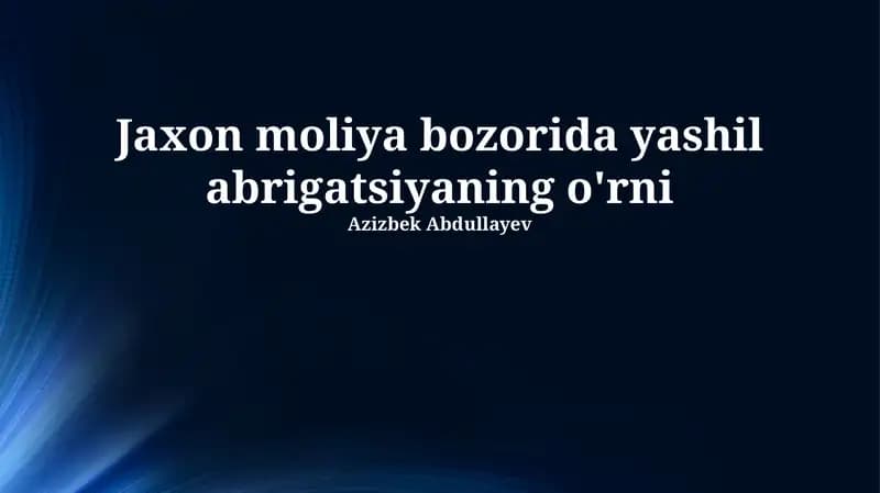 Yashil Obligatsiyalar Bozori
