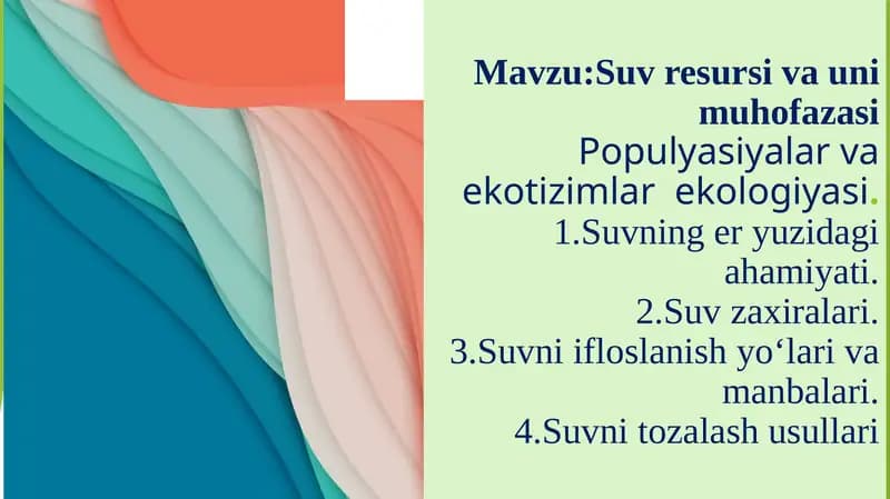 Suv resursi va uni muhofazasi