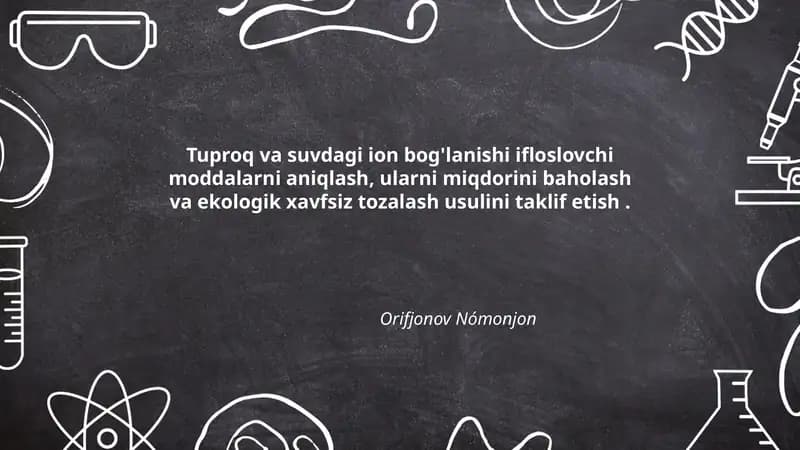 Tuproq va suvdagi ion bog'lanishi ifloslovchi moddalarni aniqlash