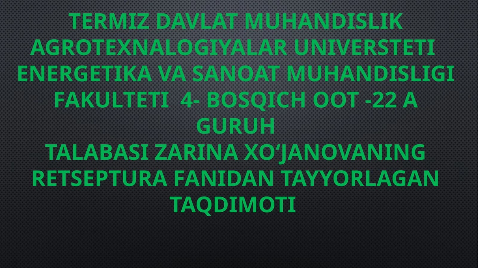 Zarina Xo'janova - Ichimliksuvining sifatini aniqlash