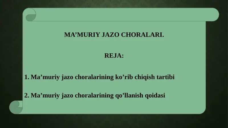 MA’MURIY JAZO CHORALARI.