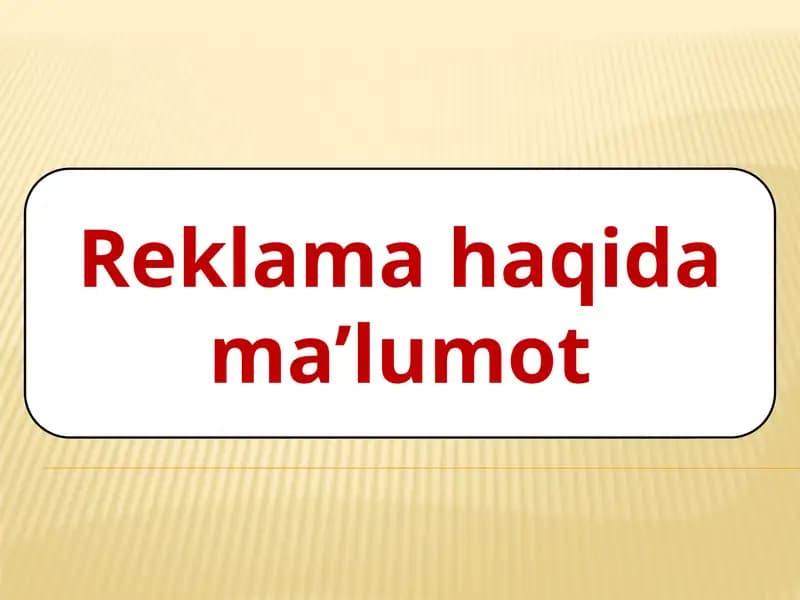 Reklamahaqidama’lumot