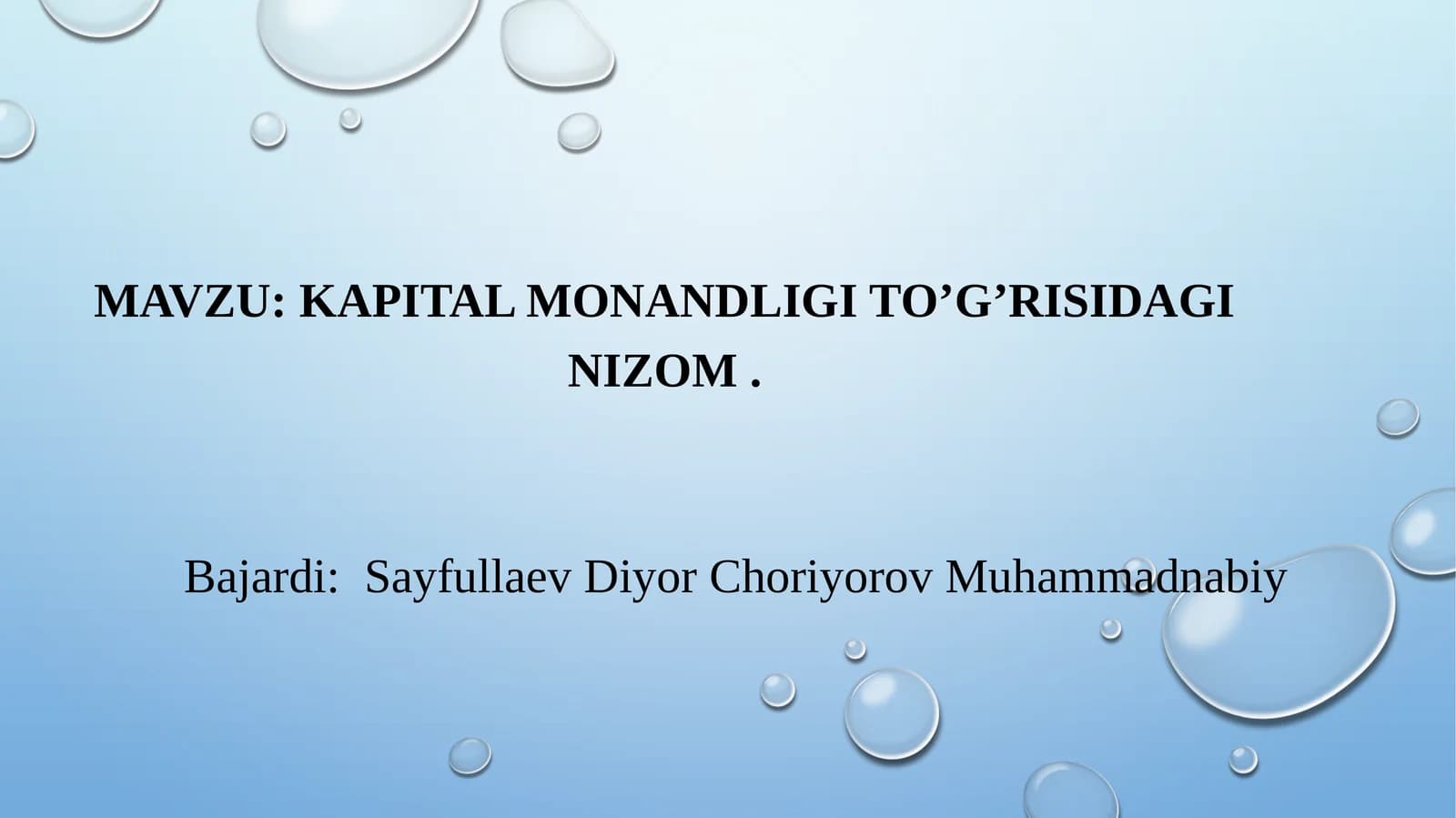 Kapital monandligi to’g’risidagi nizom SLAYD