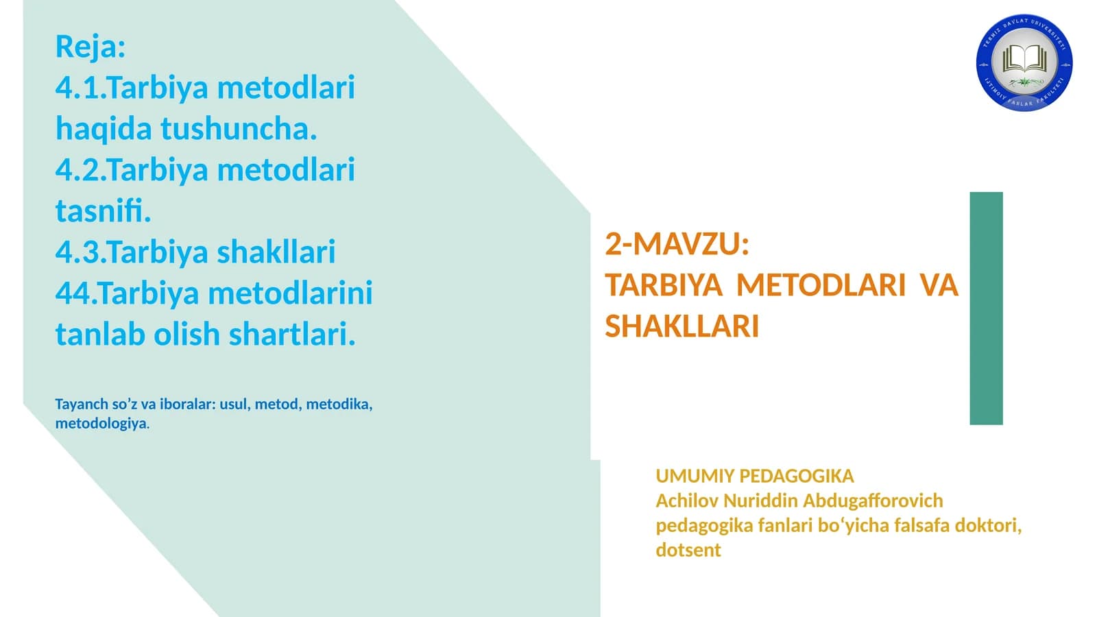 TARBIYAMETODLARI VA SHAKLLARI