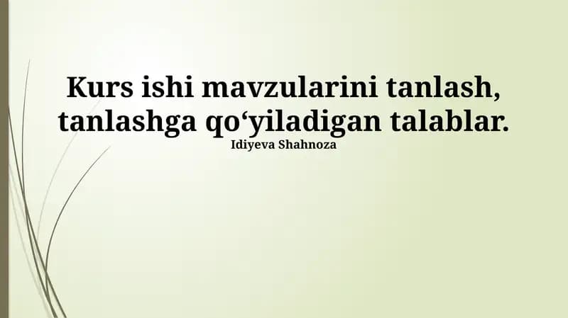 Kurs Mavzularini Tanlash
