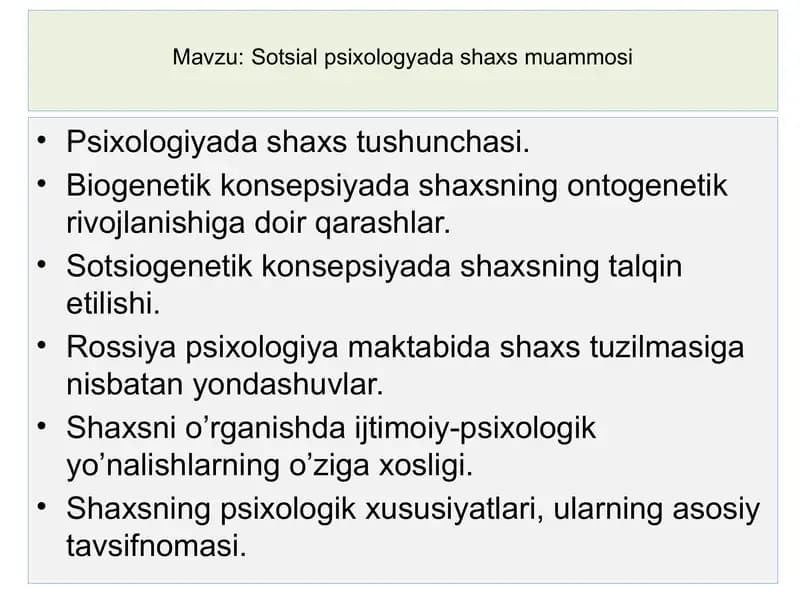Sotsial psixologiya va shaxs muammosi