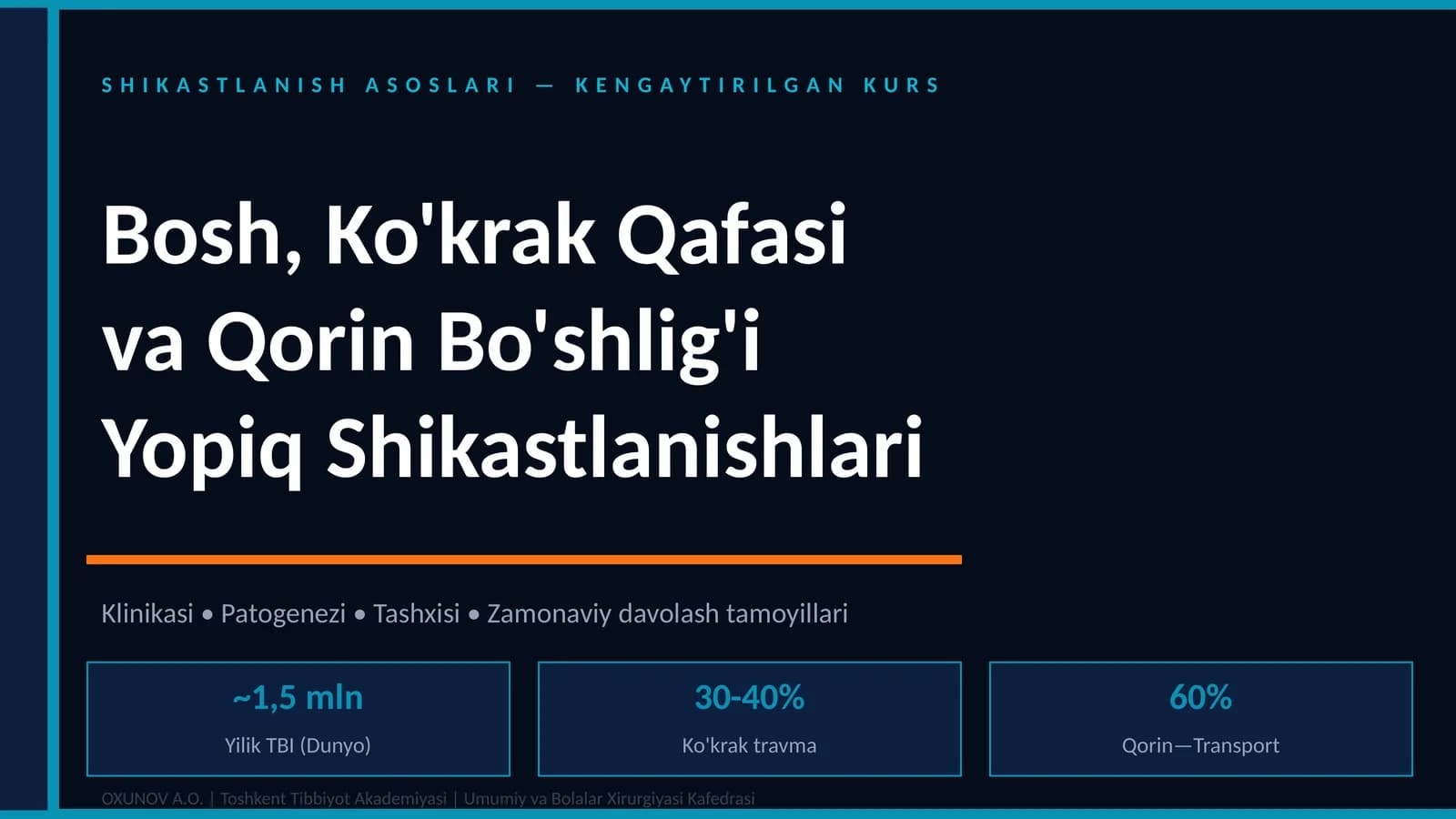 SHIKASTLANISH ASOSLARI — KENGAYTIRILGAN KURS
