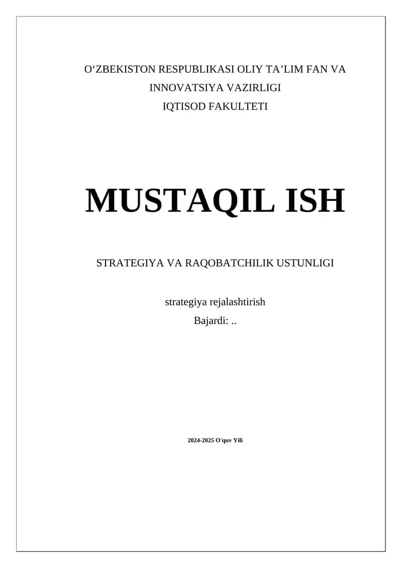 Raqobatchilik ustunligi strategiyasi