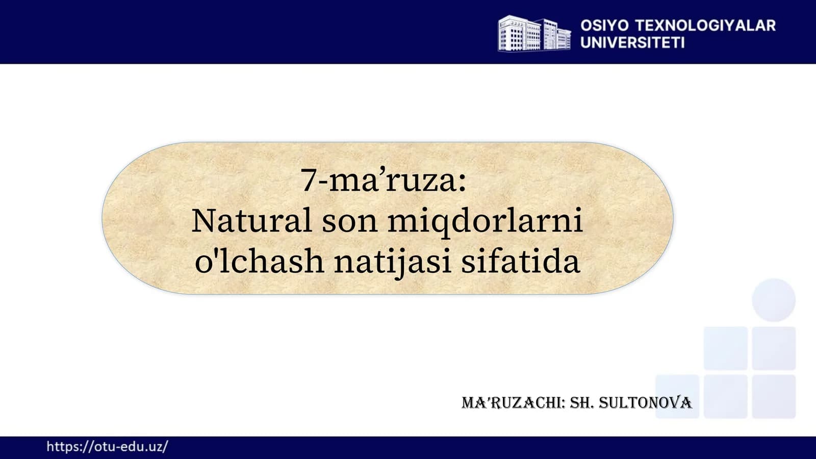 O'lchash natijasi sifatida natural son miqdorlarni o'lchash