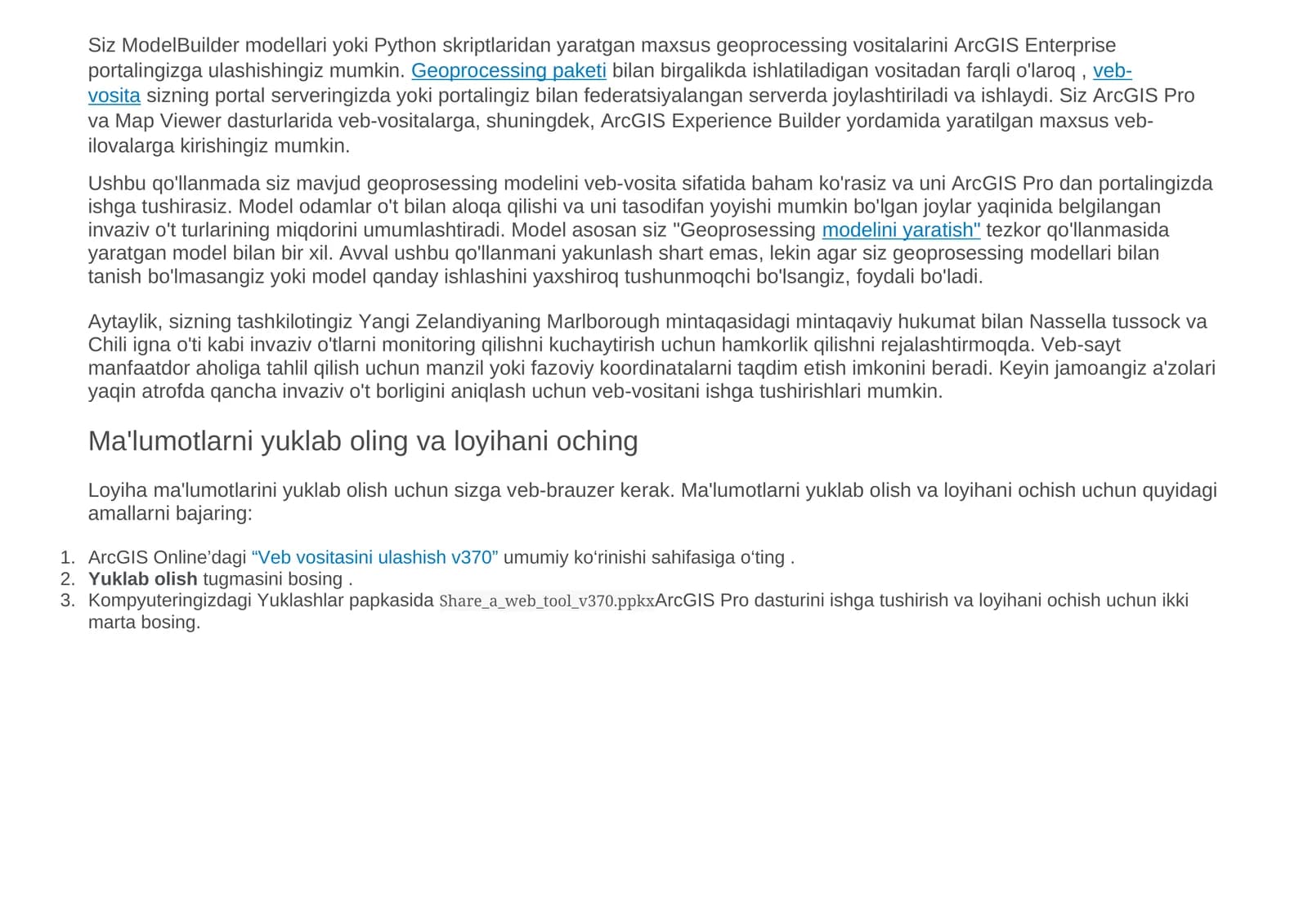 Geoprocessing modellari yaratish