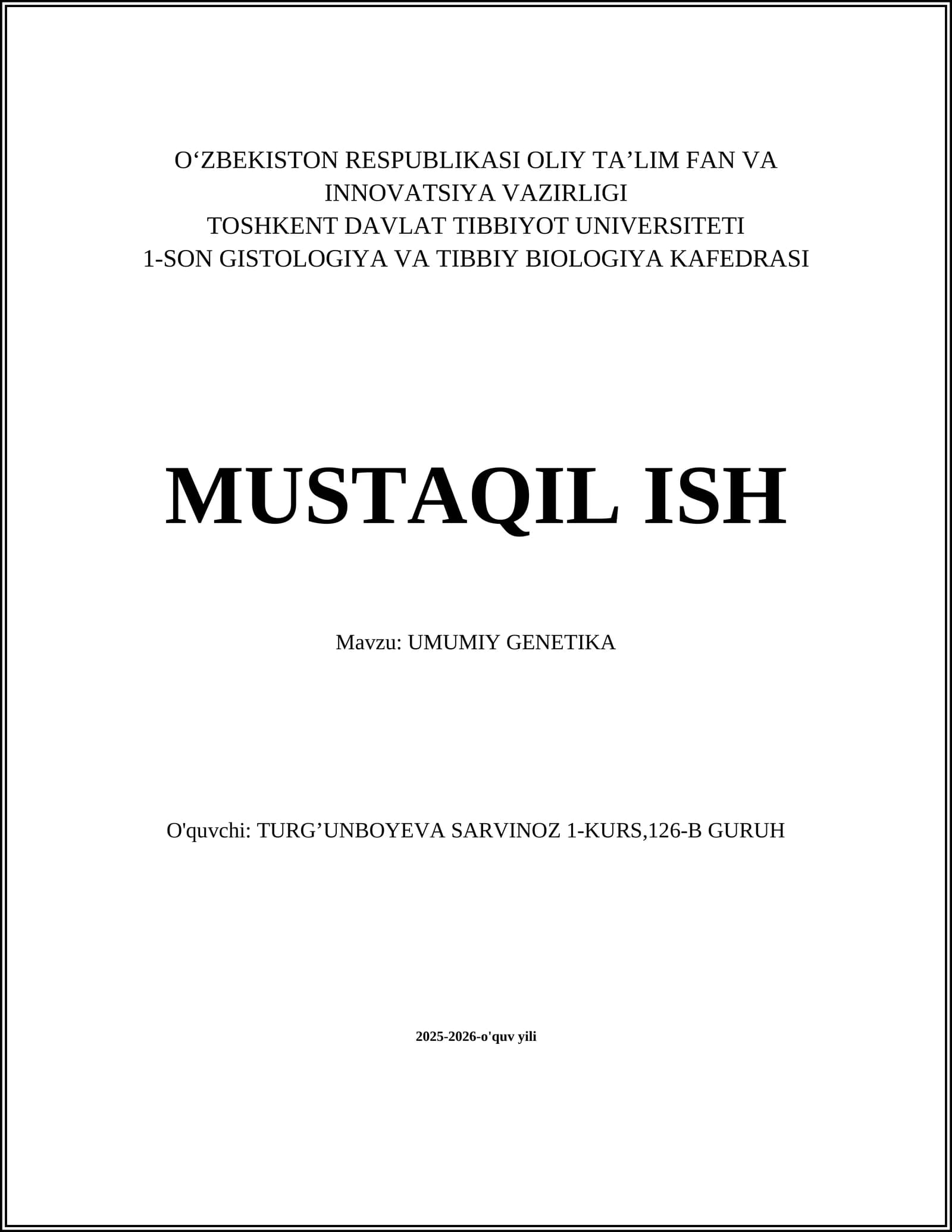 UMUMIY GENETIKA
