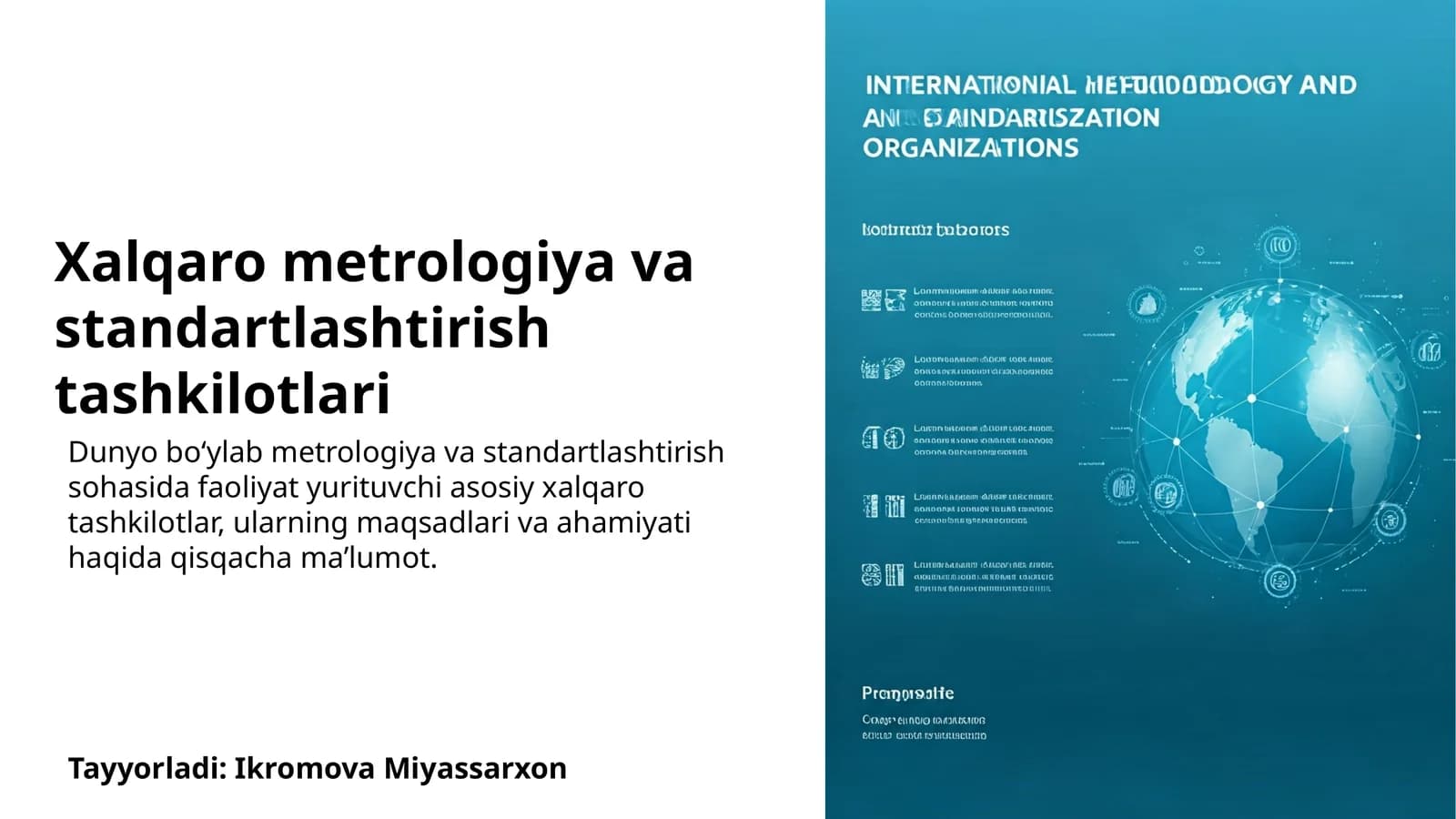 Xalqaro metrologiya va standartlashtirish tashkilotlari