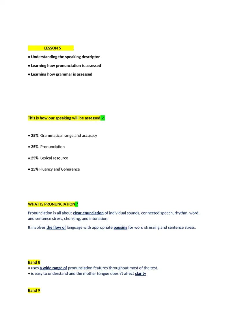 LESSON 5. Understanding the speaking descriptor